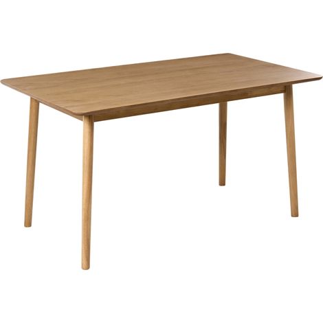 Mesa de comedor para comedor y cocina 140 x 80 cm patas de madera maciza chapa de roble claro Elvyn (1/5)
