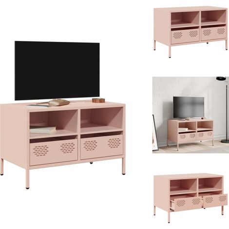 Meuble TV rose 68x39x43,5 cm acier laminé à froid - Meuble TV - Meubles TV - Support TV - Banc TV (1/5)