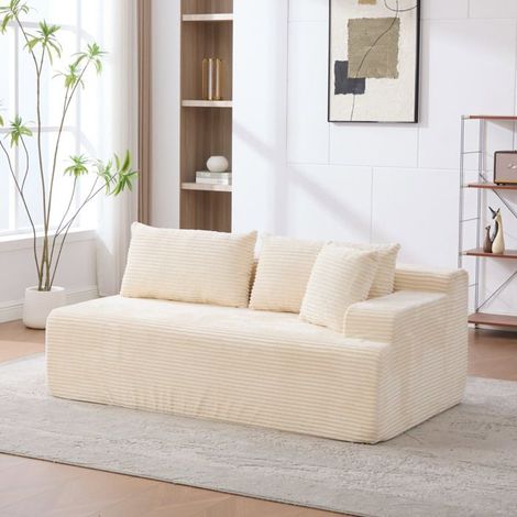 Canapé - SOGEU - W3633P463990 - Chenille beige - Modulable - Confort moelleux 30 kg/m³ (1/5)