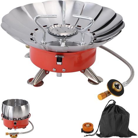 Fornello da campeggio portatile, fornello a gas pieghevole per esterni, fornello a gas portatile con accensione elettronica e adattatore universale per escursioni e picnic, 3500W (1/5)