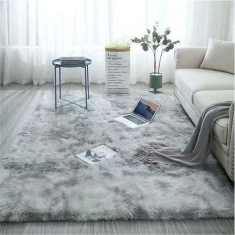 Freosen – Hochfloriger Wohnzimmerteppich 120 x 160 cm – Grauer Plüschteppich mit rutschfester Oberfläche – Weiche Polypropylenfaser – Komfort und Sicherheit für Kinder (1/4)