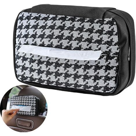 Portemouchoirs de voiture (Pied de Poule), boîte à mouchoirs en cuir PU, accessoires de voiture pour siège arrière (1/5)