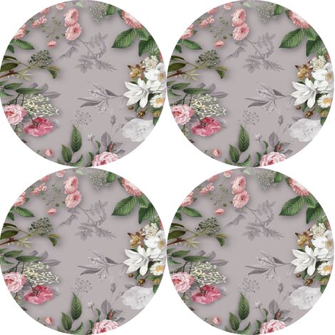 Juego de 4 manteles individuales redondos 4D 33 cm - gris melanie  Fieltro ecológico, impresión HD, lavable a 40 °C, Bertoni (1/5)
