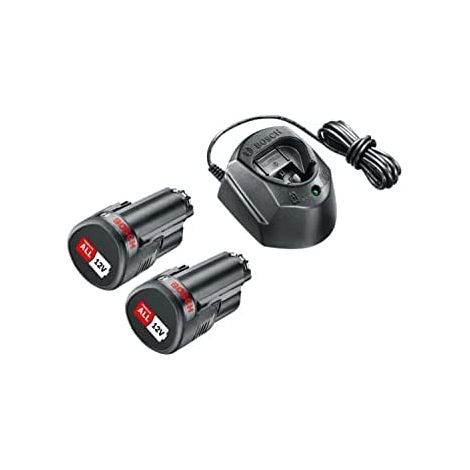 Bosch Accessori - Set caricabatterie 1 A e 2 batterie da 12 V Li-Ion da 1,5 Ah 1600A01L3E