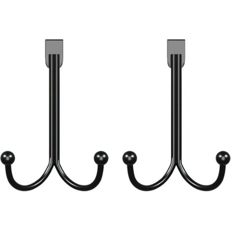 Crochet simple porte sans installation derrière la porte crochet à vêtements sans soudure salle de bain cuisine rack porte arrière type fer forgé double crochet noir 2 pack