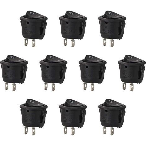 10 Pieces Round Toggle Switch Latching SPST Button 2 Pin AC 6A/125V 3A/250V for Car, Truck, Boat (1/5)