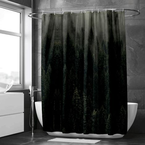 Rideau de douche forêt brumeuse – Ambiance naturelle, imperméable (1/5)