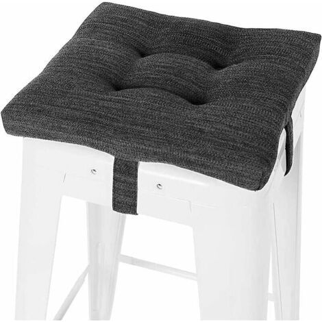 Alovez - Cojín cuadrado para asiento, cojín cuadrado supersuave para taburete de bar con lazos - Cojín individual, gris-negro (30 cm), A (1/5)