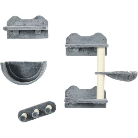 Mueble de pared para gatos 4 piezas con rascador, escalera, plataforma y hamaca HOMVRA (1/5)