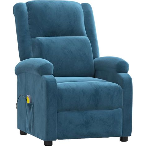 Massagesessel Blau Samt vidaXL (1/5)