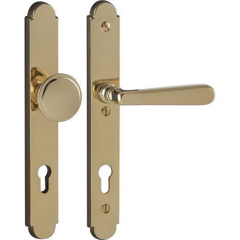 Poignée de porte classique Alt-Wien et poignée de porte sur plaque longue PZ 88, laiton poli PVD (1/5)