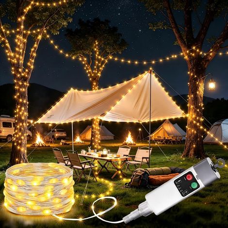 Guirlande lumineuse LED USB de 50 mètres, 500 LED, 8 modes d'éclairage, lumière blanche chaude, idéale pour le camping, le jardin, les tentes, etc., lumière jaune. Qualité exceptionnelle. (1/5)