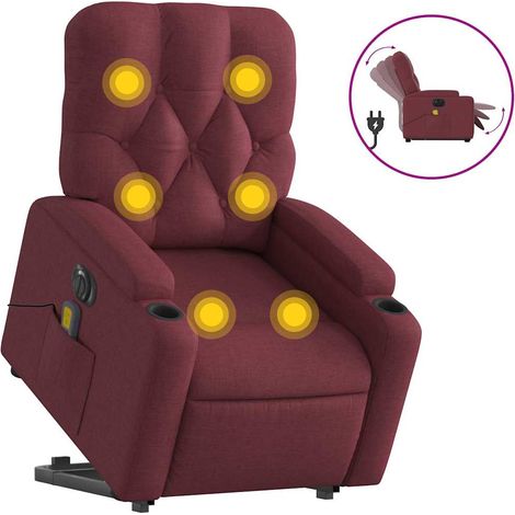 Maison Exclusive - Poltrona Alzapersona Massaggiante Elettrica Rosso Vino Tessuto
