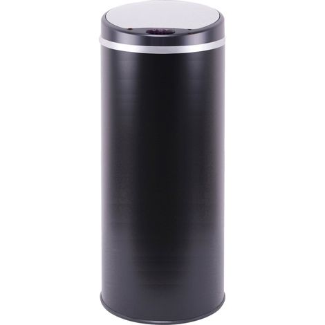 Kitchen Move – Poubelle automatique 42l noire mat – Corps en inox – Détecteur infrarouge – Ouverture silencieuse – Cerclage pour sac poubelle
