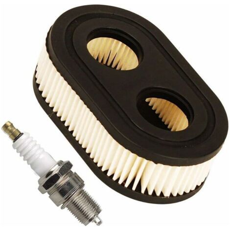 1 Jeu de filtres à air avec Bougie d'allumage Compatible avec Briggs & Stratton 798452 593260 Moteur Tondeuse à Gazon
