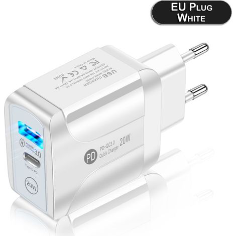 Adaptateur D Alimentation USB-C - Chargeur Rapide 20 W - Technologie QC 3 0 - Pour Maison Bureau Voyage - 1 Pièce (1/5)