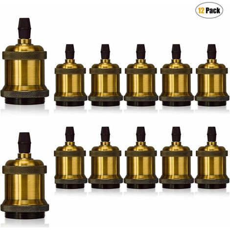 12 douilles à vis E27 style Edison rétro et adaptateurs LED pour suspensions DIY - Bronze antique (1/5)