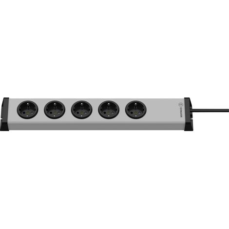 Ehmann 0200x00052301 Steckdosenleiste mit Schalter  Silber, Schwarz Schutzkontakt 1 St.