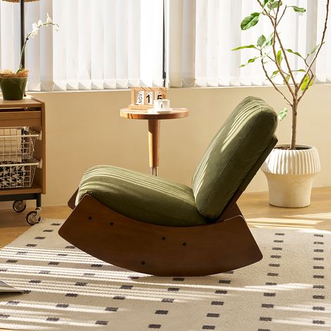 Chaise à bascule à glissière confortable, chaise à glissière avec revêtement de haute qualité, structure en bois massif, parfaite pour de nombreux espaces, chaise d'appoint pour la lecture dans la cha (1/5)