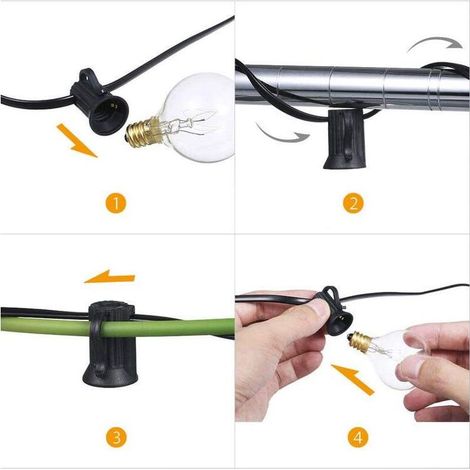 GROOFOO Guirlande Lumineuse Extérieure et Intérieur, 50+4 Ampoules Etanche 15M de Guirlande Guinguette Décoration pour , Blanc Chaud
