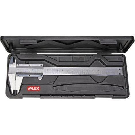 Fünfzigster analoger Messschieber aus Stahl mit Valex-Gehäuse.