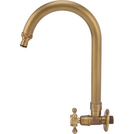 Robinet D'eau Froide Uniquement, Robinet de Tuyau D'arrosage Extérieur, Rotation à 360 °, Robinet D'eau Antique Antigel (Bouche fine) (1/5)