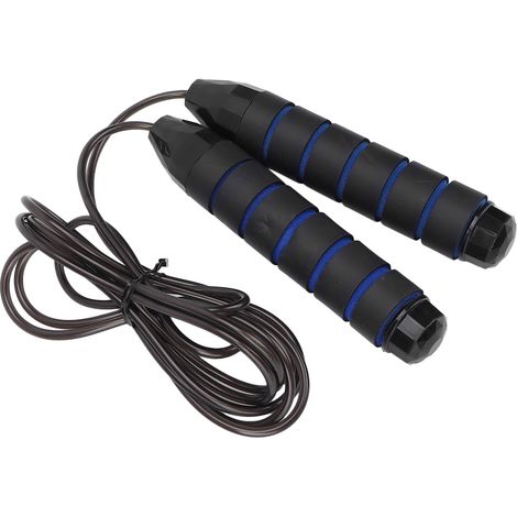 Corde à sauter réglable avec roulements en acier pour entraînement d'endurance, fitness et musculation (bleue) (1/5)