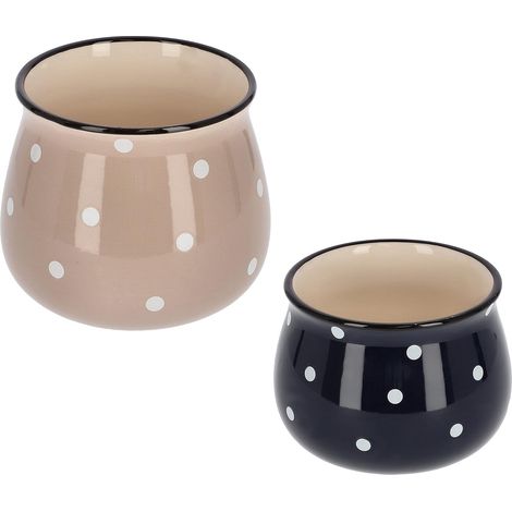 KOTARBAU Pot de fleurs en céramique beige - Diamètre : 125 mm - Bleu foncé - Diamètre : 110 mm - À pois blancs (1/5)