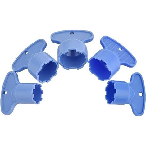 Lot de 5 clés de robinet pour aérateur de robinet, 5 tailles M16,5/M18,5/M20/M22/M24 clés d'aérateur encastrées pour aérateurs de cache, bleu (1/5)