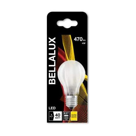 Bombilla LED esmerilada estándar E27, 4W, blanco cálido.