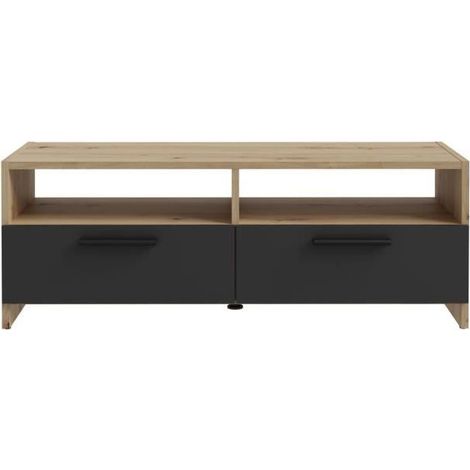 BigBuy PILVI mueble TV roble natural y negro 95 cm (1/5)