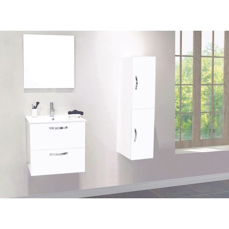 Ondee – Lot de 2 façades de porte MIXY 30cm – MDF laqué blanc – Pour colonne de salle de bain – Montage facile (1/4)