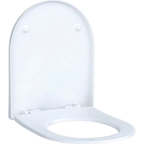 Geberit – Abattant WC antibactérien en duroplast blanc – Fixation par le haut – Charnières laiton chromé – Design élancé (1/9)