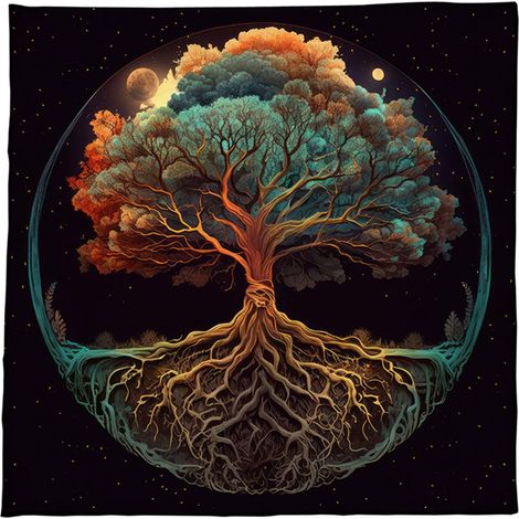 Paño de adivinación - Árboles de la vida - Tarot - Oráculos - Mantel de altar - Juego de mesa - Espiritual - 75x75cm (1/5)