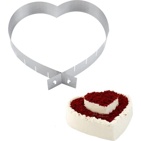 tamaños de moldes para mousse con forma de corazón, molde grande ajustable, resistente al calor, para pasteles, mousses y postres. (1/5)