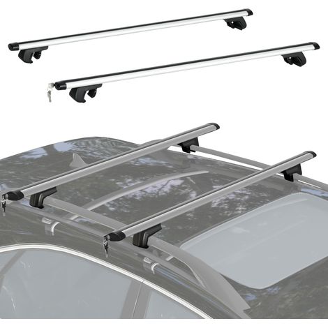 Barres de toit universelles en aluminium pour véhicules, porte-bagages de toit, porte-bagages de toit universel avec verrouillage, capacité de charge de 75 kg, 123,5 cm, argent (1/5)