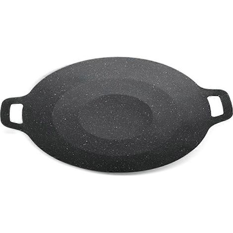 Poêle à griller ronde antiadhésive de style coréen de 34 cm, idéale pour le camping, avec accessoires de cuisson et de grillade. (1/5)
