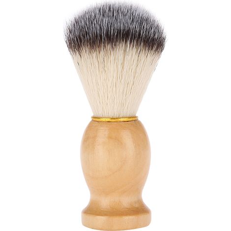 Blaireau rasage homme portable poils synthétiques doux manche bois outil barbe salon coiffeur