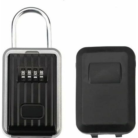 Boîte Verrouillage Clé Murale Cadenas Combinaison Étanche Rangement Sûre Clés Alliage D'aluminium Serrure Sécurisée Portable avec Couvercle Coulissant pour Garage Domicile Office School Studio (1/5)