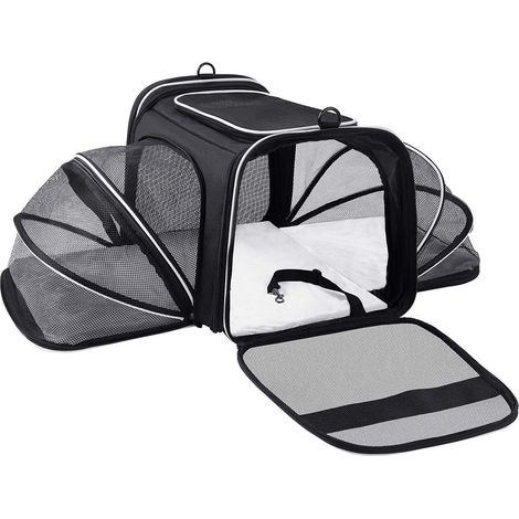 1 Sac de transport pour chien et chat, coussin doux en coton PP, fond PVC antidérapant, sac à dos pliable pour voyage en voiture (1/5)