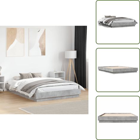 Letto con doghe - vidaXL Giroletto Grigio Cemento 135x190 cm in Legno Multistrato - Letto cemento