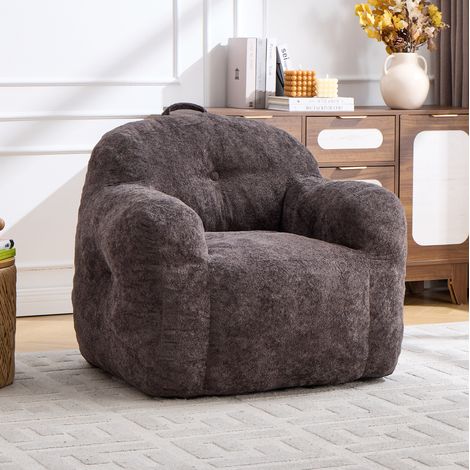 Sessel-Pouf mit Armlehnen, Schaumstofffüllung, Dunkelgrau HAVRYA (1/5)
