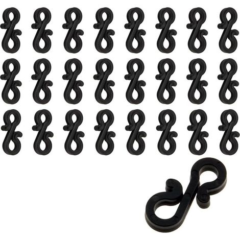 120 boucles en plastique noir en forme de S pour lumières de Noël, décorations extérieures, aucun perçage requis, adaptées aux clôtures, patios, résistantes aux intempéries et réutilisables (1/3)