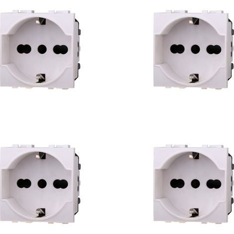gloca Prese Schuko 2P+T 16A Compatibili Living (4, Bianco) (1/4)