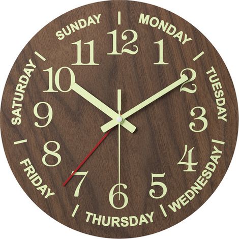 1 Horloge murale luminescente 30,5 cm silencieuse chiffres géants salon chambre (1/5)