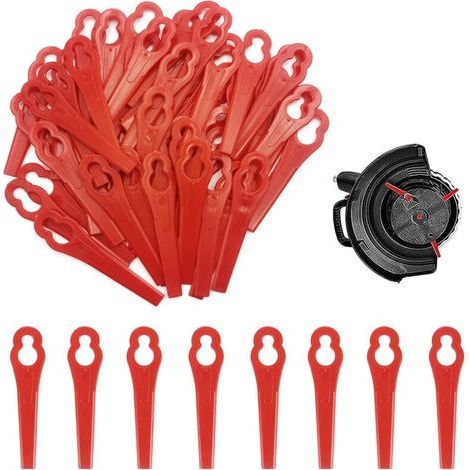 50 Pieces Replacement Plastic Blades for String Trimmers, Plastic Blades, Plastic Lawn Mower Blades, Red Plastic String Trimmer