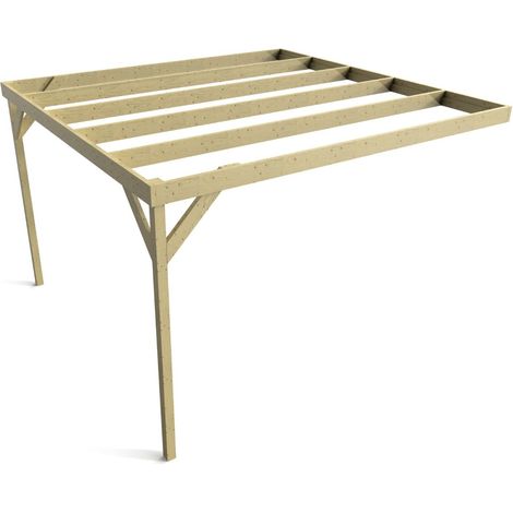 Wall-mounted wooden box pergola, complete DIY kit, 3m x 4.8m (Natural finish) (1/5)