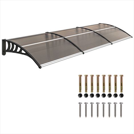 Store banne Marquise de porte polycarbonate marron protection UV (1/5)