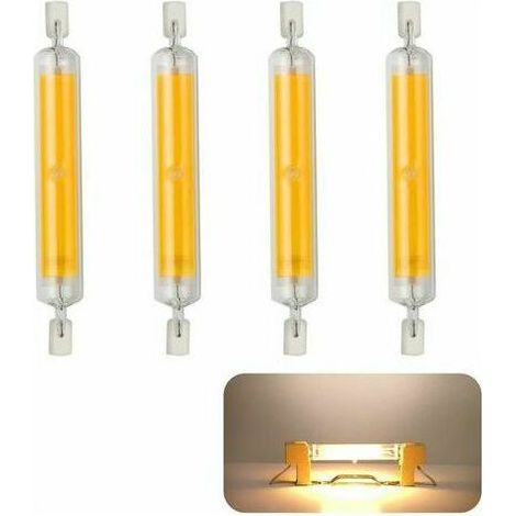 Paquete de 4 bombillas LED R7s, 118 mm, 20 W, 230 V, LED COB regulables, luz blanca cálida de 3000 K, 1600 lúmenes, ángulo de haz de 360°, equivalente a una lámpara halógena de 160 W, luz blanca cálid (1/5)