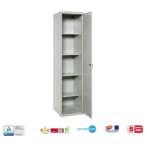 Armario metálico SIMONLOCKER de 4 estantes (180x40x40cm) GRIS TAQUILLA (1/4)